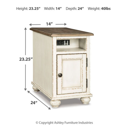 Realyn - Chair Side End Table - AC / USB - White / Brown