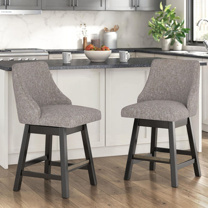 Neymorton - Upholstered Swivel Barstool (Set of 2) - Dark Grayish Brown