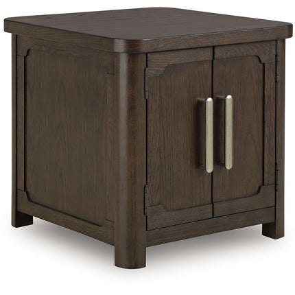 Breckington - Rectangular 2-door End Table - Dark Brown