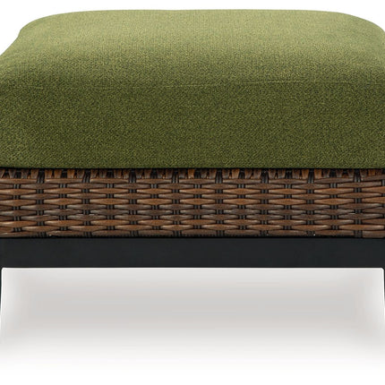 Horizon Hall - Ottoman With Cushion - Brown / Green