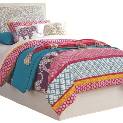 Paxberry - Twin Panel Headboard with Bolt on Bed Frame - Whitewash