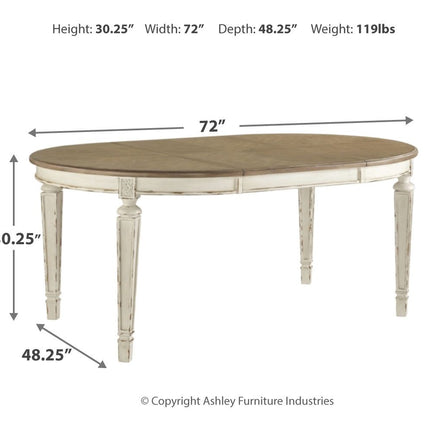 Realyn - Oval Dining Room Extension Table - Chipped White