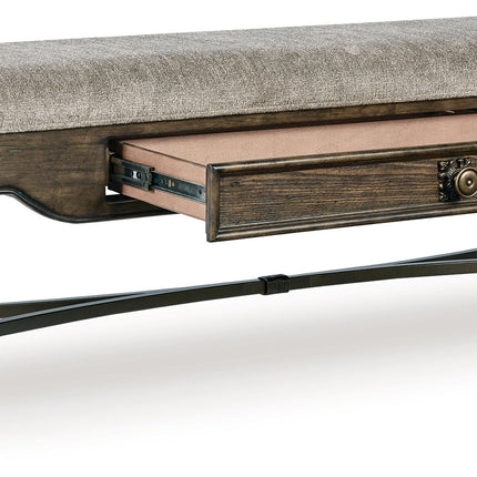 Maylee - Upholstered Storage Bench - Dark Brown
