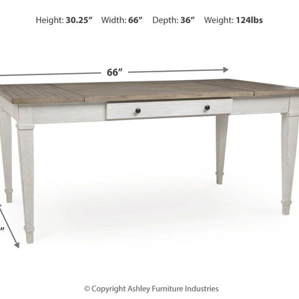Skempton - RECT DRM Table w/Storage - White
