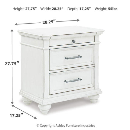 Kanwyn - Three Drawer Night Stand - Whitewash