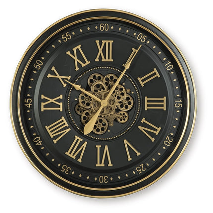 Dairton - Wall Clock - Black / Gold Finish