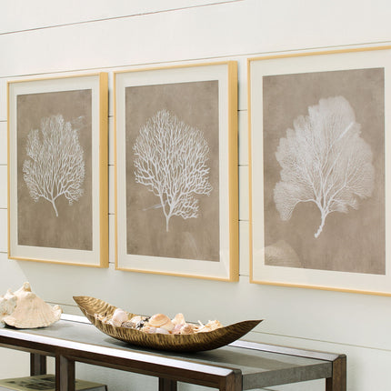 Hendridge - Wall Art Set (Set of 3) - Taupe / White