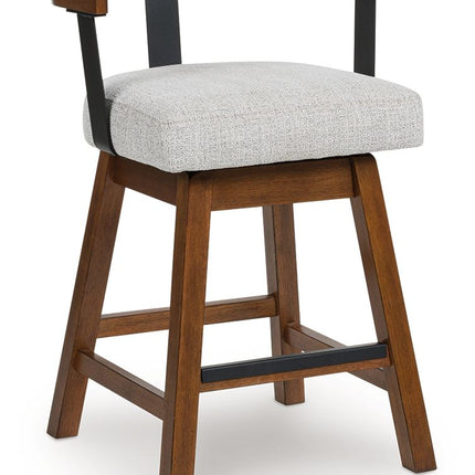 Ralene - Upholstered Swivel Barstool (Set of 2) - Medium Brown
