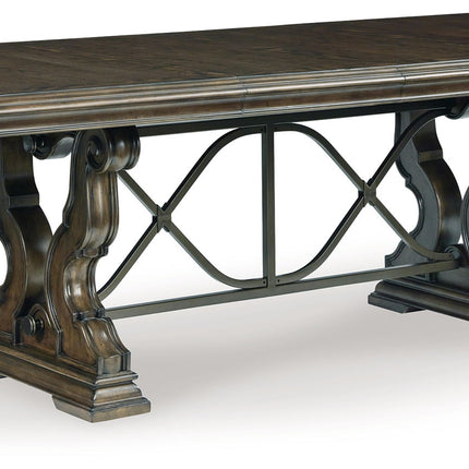 Maylee - 11 Pc. - Dining Extension Table, 4 Side Chairs, 2 Arm Chairs, Storage Bench, Buffet And Hutch - Dark Brown