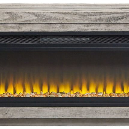 Naydell - 92" TV Stand With Wide Fireplace Insert - Gray