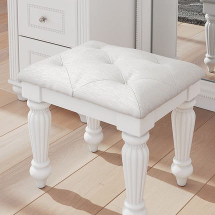 Kozlani - Vanity Upholstered Stool - White
