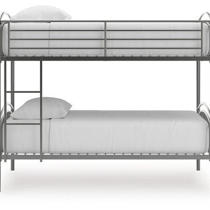 Lanceburg - 3 Pc. - Twin Over Twin Bunk Bed And 2 Mattresses - Gray