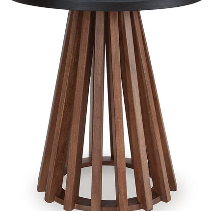 Kallari - Round End Table - Warm Brown / Black