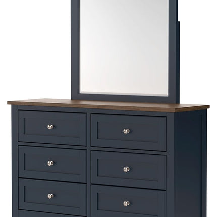 Landocken - Dresser and Mirror - Brown / Blue