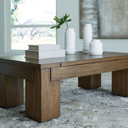 Rosswain - Lift Top Cocktail Table - Warm Brown