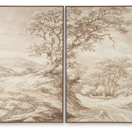 Stormish - Wall Art Set (Set of 2) - Beige / Brown