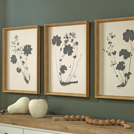 Huddwick - Wall Art Set (Set of 3) - Linen / Black