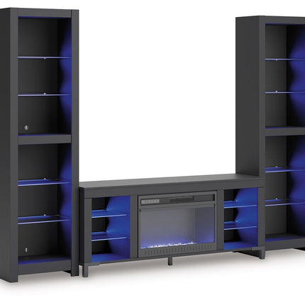 Cayberry - 3-Piece Entertainment Center With Electric Fireplace - Black