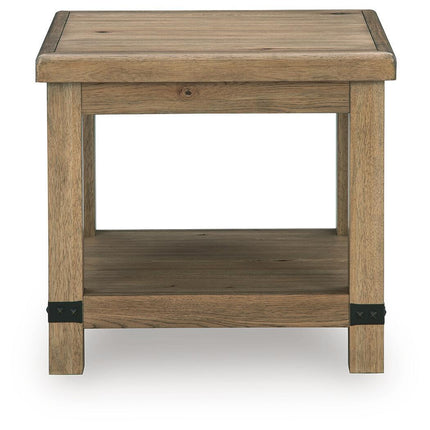 Ridgester - Rectangular End Table - Light Brown