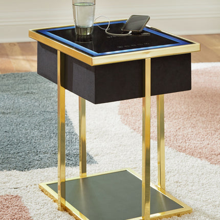 Rexwell - Accent Table With Speaker - Black / Gold Finish