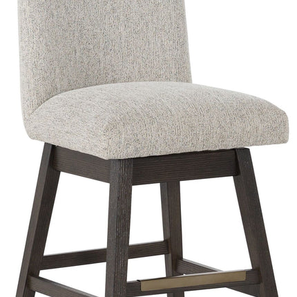 Burkhaus - Upholstered Swivel Barstool (Set of 2) - Beige / Dark Brown