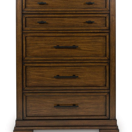Taffenbrook - Five Drawer Chest - Medium Brown