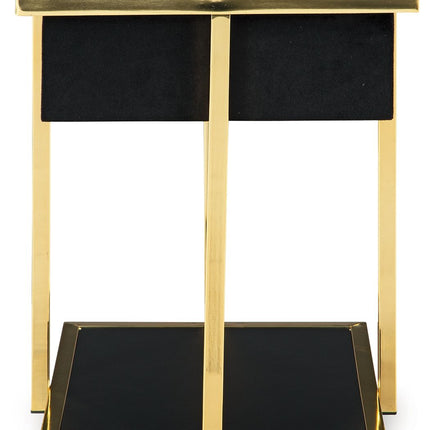 Rexwell - Accent Table With Speaker - Black / Gold Finish