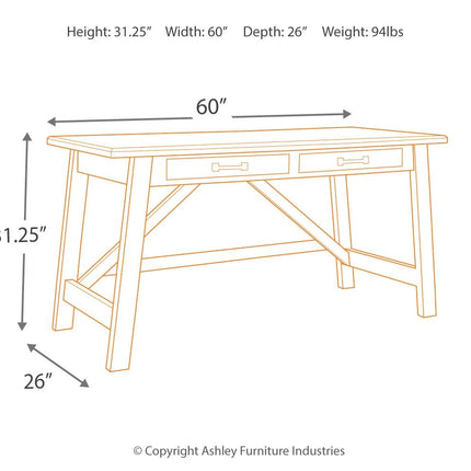 Baldridge - Home Office Large Leg Desk - Rustic Brown
