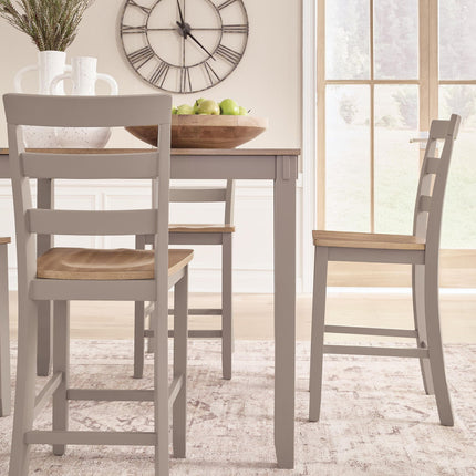 Harperfeld - Dining Room Counter Table Set (Set of 5) - Natural / Gray