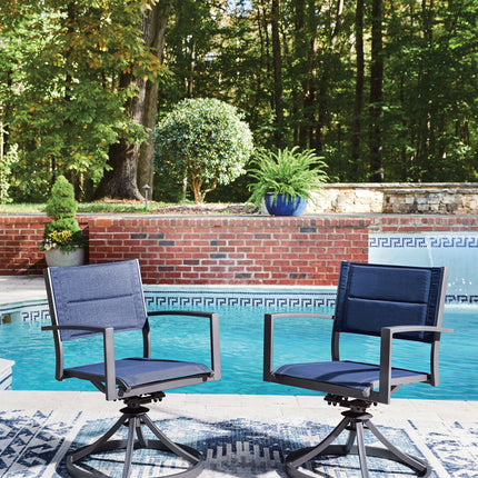 Rocky Creek - Sling Swivel Chair (Set of 2) - Blue / Gray