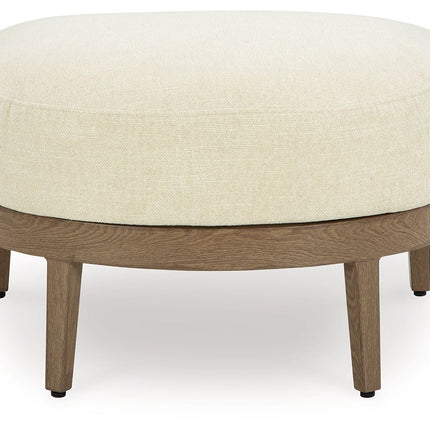 Serene Bay - Ottoman With Cushion - Dark Brown / White