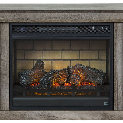 Wynnlow - TV Stand With Faux Firebrick Fireplace Insert - Gray