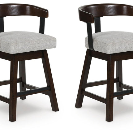 Haddigan - Upholstered Swivel Barstool (Set of 2) - Dark Brown