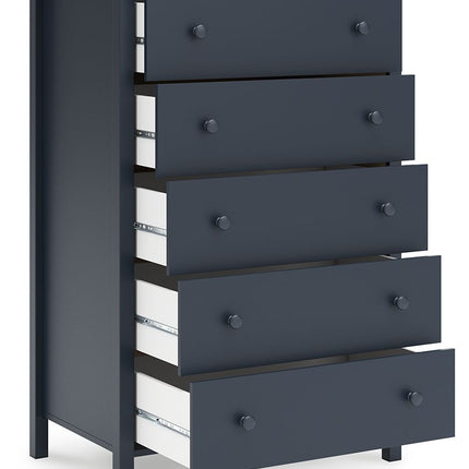 Simmenfort - Five Drawer Chest - Navy Blue