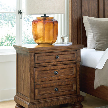 Zackaryn - Two Drawer Night Stand - Warm Brown