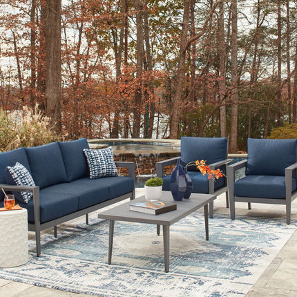 Gali - Sofa / Chairs / Table Set (Set of 4) - Gray / Blue