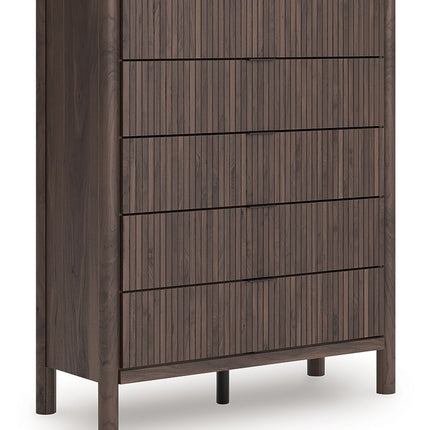 Pamytta - Five Drawer Wide Chest - Brown