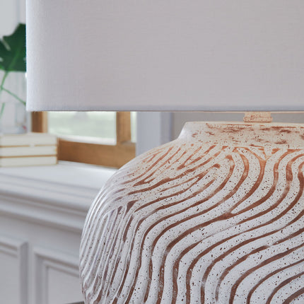 Vien - Terracotta Table Lamp - Distressed White