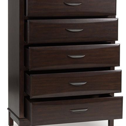 Vanmore - Five Drawer Chest - Dark Brown