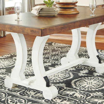 Valebeck - Rectangular Dining Room Table - White / Brown