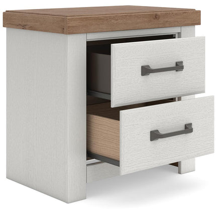 Savonport - Two Drawer Night Stand - White / Brown