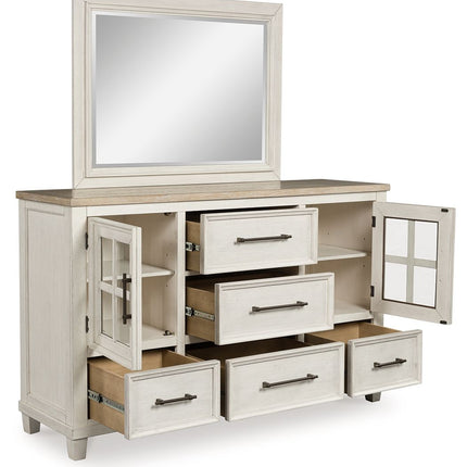 Shaybrock - Dresser And Mirror - Antique White / Brown