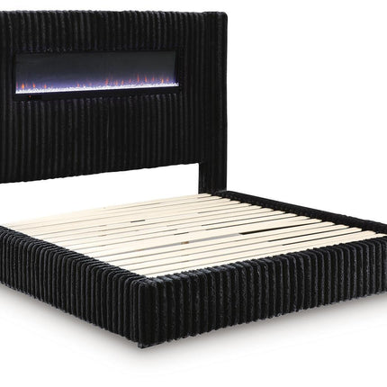 Tayleena - Upholstered Bed With Fireplace And Wireless Audio
