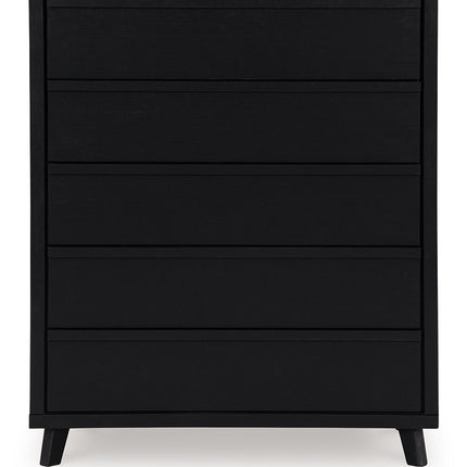 Danziar - Five Drawer Wide Chest - Black
