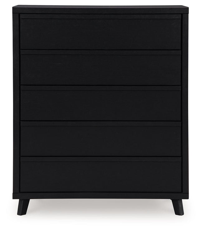 Danziar - Five Drawer Wide Chest - Black