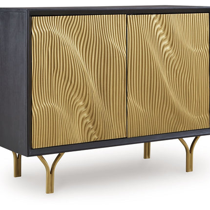 Tayner - Accent Cabinet - Black / Gold Finish