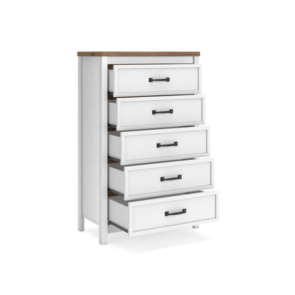 Kerisden - Five Drawer Chest - White / Brown