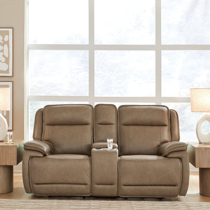 Glencroft - Power Reclining Loveseat With Console / Adjustable Headrest - Sahara
