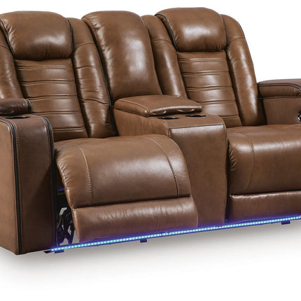 Gruaro - Power Reclining Loveseat With Console / Adjustable Headrest - Amber