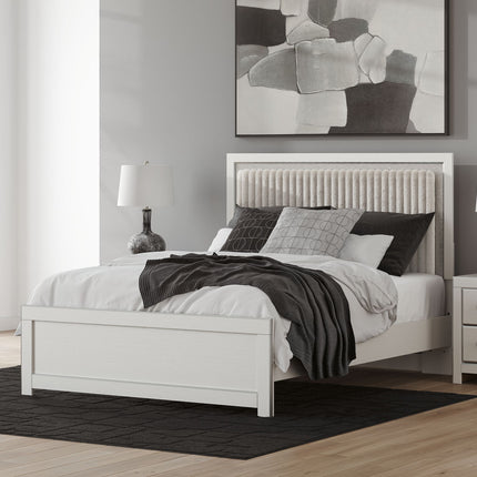 Zuraleus - Upholstered Panel Platform Bed With Roll Slats
